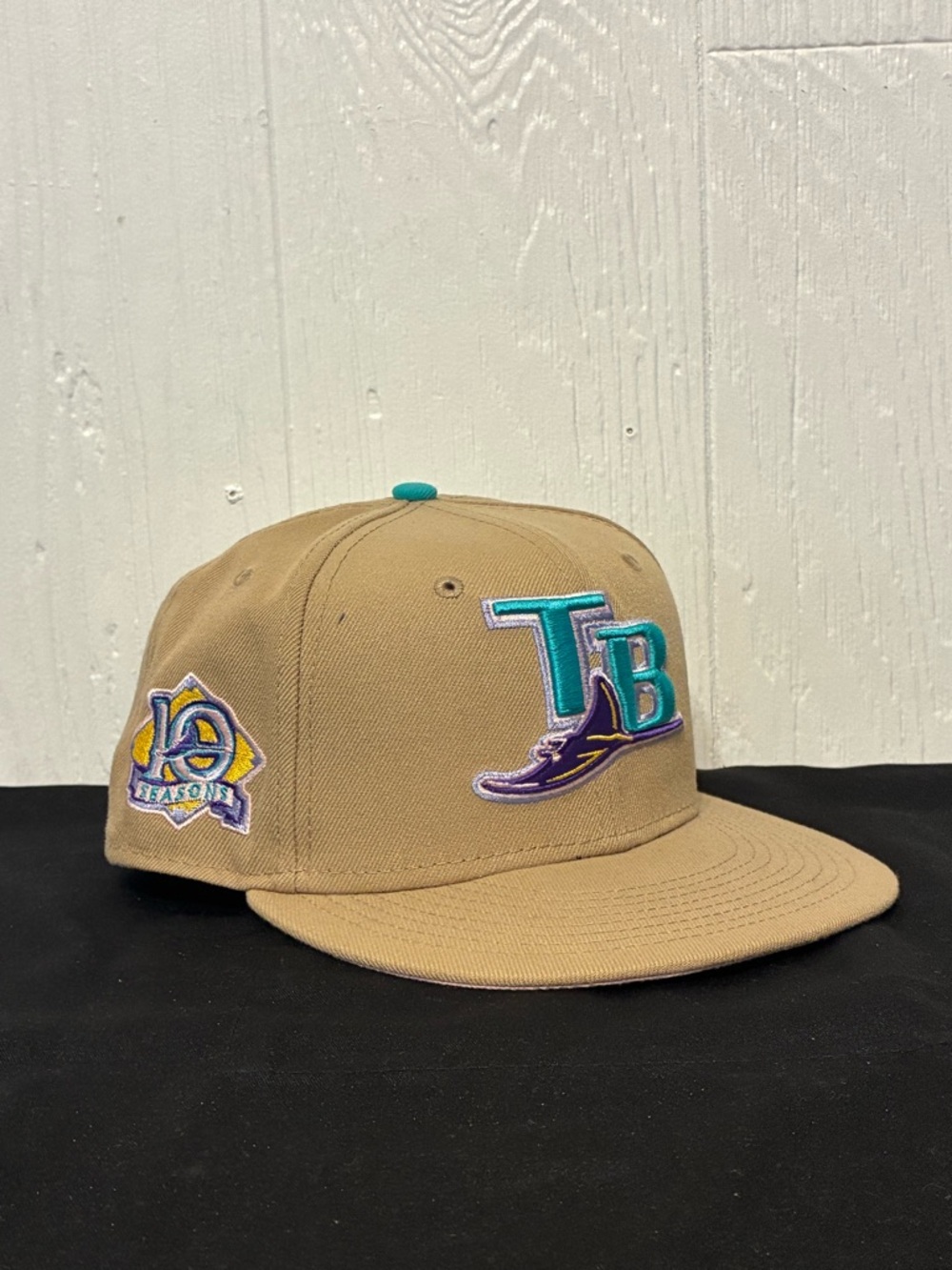 Tampa Bay TB Logo Tan Snapback Cap with Teal & Purple Accents